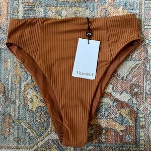 NWT size small/6 Vitamin A chai eco rib Sienna High Waisted bikini bottom.